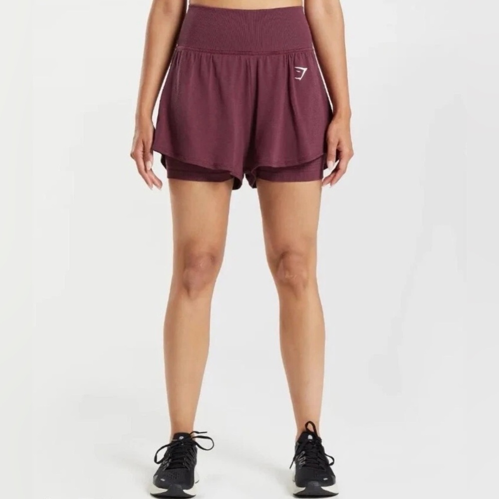 Gymshark Maroon Two in One Vital Seamless Skort size XS EUC - Picture 2 of 10